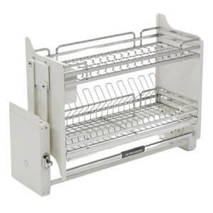 Giá Bát Đĩa Nâng Hạ Di Động INOX 304 Màu Trắng